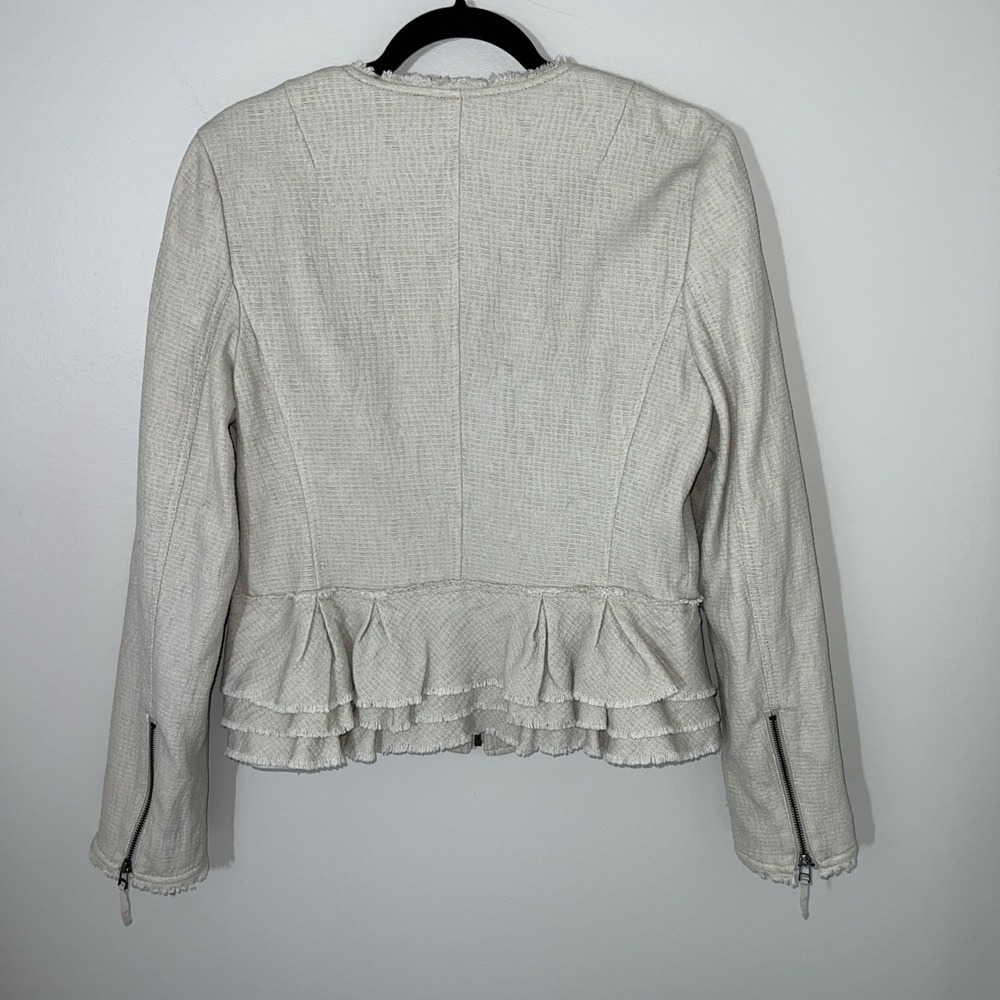 Banana‎ Republic Womens Cream Tweed Peplum Style Blazer With Stretch Size 14 EUC - Picture 15 of 16